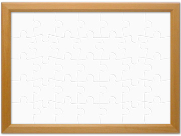 ホワイトパズル デカピース／ハーフサイズの木製フレーム入り全形