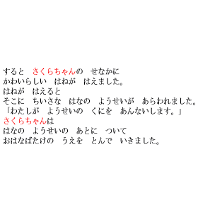 P11 すると　「主人公」の　せなかに　かわいらしい　はねが　はえました。