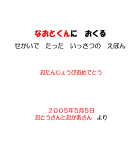 P0 主人公名・メッセージ・日付・贈り主名