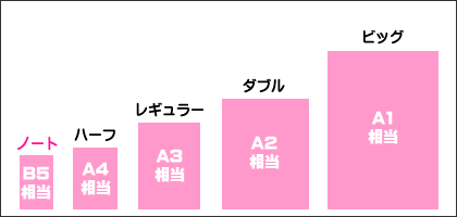 ノートサイズを強調したホワイトパズルのサイズ参考図